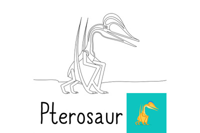 Coloring page for kids with Pterosaur