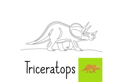 Coloring page for kids with Triceratops