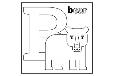 Bear, letter B coloring page