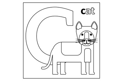 Cat&2C; letter C coloring page