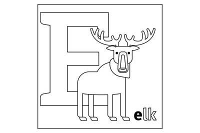 Elk, letter E coloring page