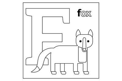 Fox, letter F coloring page