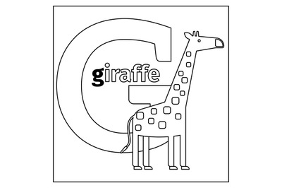 Giraffe, letter G coloring page