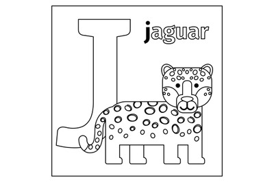 Jaguar&2C; letter J coloring page