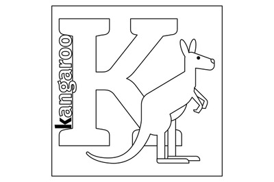 Kangaroo, letter K coloring page