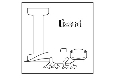 Lizard, letter L coloring page