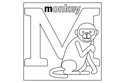 Monkey, letter M coloring page