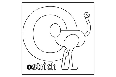 Ostrich, letter O coloring page