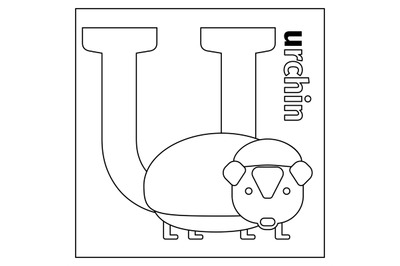 Urchin, letter U coloring page