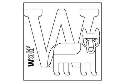 Wolf, letter W coloring page