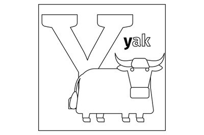 Yak, letter Y coloring page