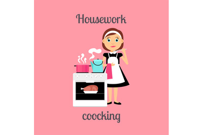 Housekeeper woman cooking