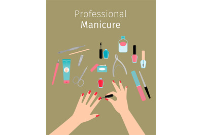 Professional Manicure poster with ladies hands