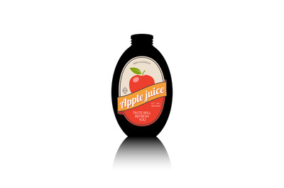 Apple juice black bottle with label