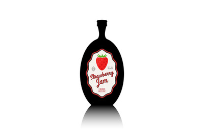 Strawberry jam black bottle with label