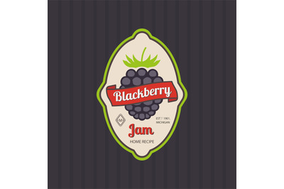 Blackberry jam retro fruit label