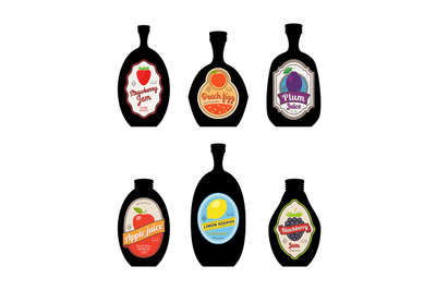 Bottles silhouettes with vintage labels