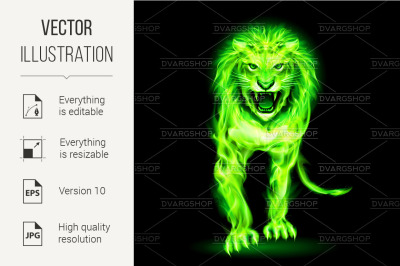 Green fire lion