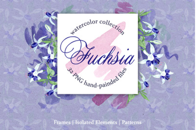 Fuchsia blue Watercolor png &nbsp;