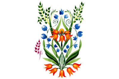 Floral ornament traditional watercolor png