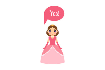 Cute cartoon princess with speech bubble