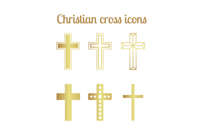 Golden christian cross icons