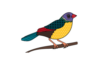 Vector colored bird with floral pattern