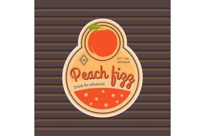 Peach fizz retro fruit label