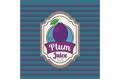 Plum juice retro fruit label