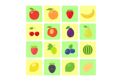 Flat style fruit icon set