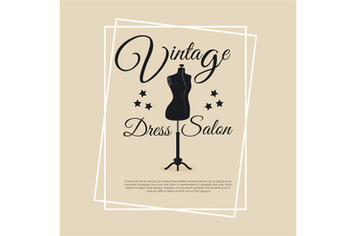Vintage dress salon logotype with mannequin