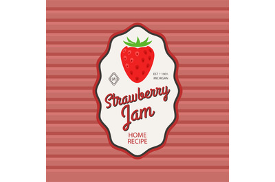 Strawberry jam retro fruit label