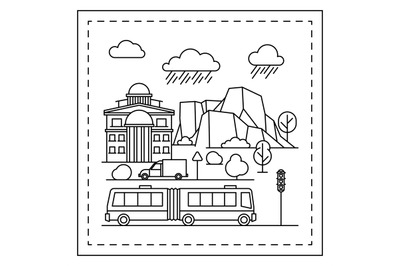 City coloring page for kids