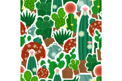 Cactus seamless bright colour pattern