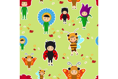 Kids in fancy dresses seamless pattern