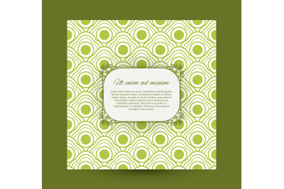 Vintage greeting card with green pattern