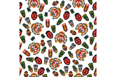 African masks seamless pattern