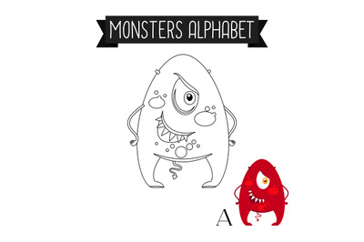 Coloring page monster letter A