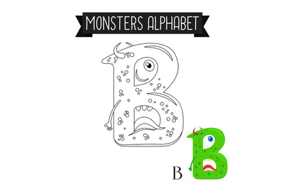 Coloring page monsters alphabet letter B