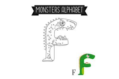 Coloring page monsters alphabet letter F