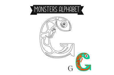 Coloring page monsters alphabet letter G