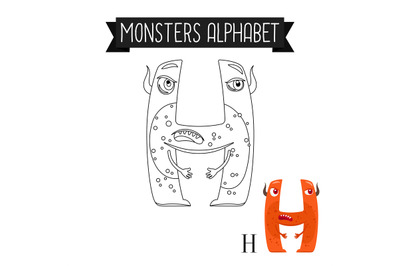 Coloring page monsters alphabet letter H