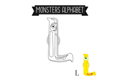 Coloring page monsters alphabet letter L