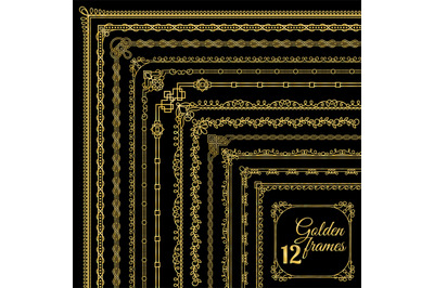 Golden vintage corner borders set
