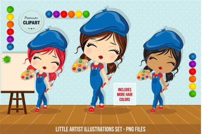 Little artist graphics, Artist illustrations, Art party