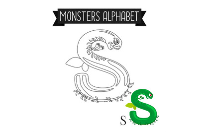 Coloring page monsters alphabet letter S