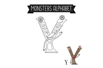 Coloring page monsters alphabet letter Y