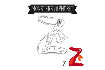 Coloring page monsters alphabet letter Z