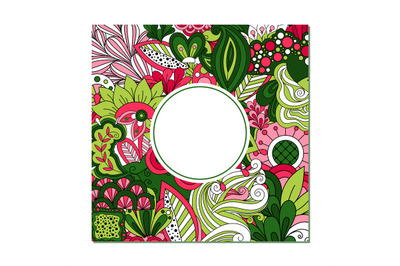 Greeting card template with circle frame