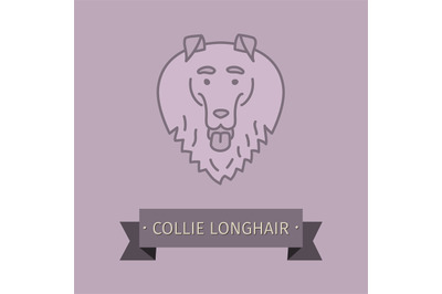 Collie longhair breed dog logo design